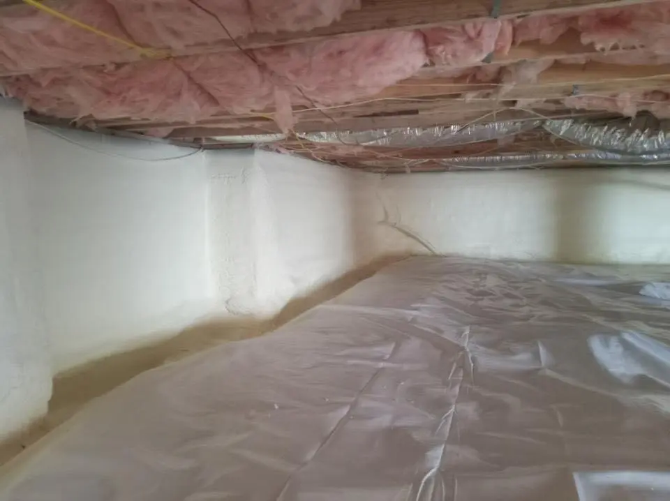 Crawl space encapsulation with closed-cell spray foam for Roof Leak Repair in Adelphi
